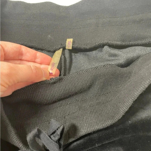 Zella Black Velour Velvet Drawstring Pants Size Large - Picture 2 of 9